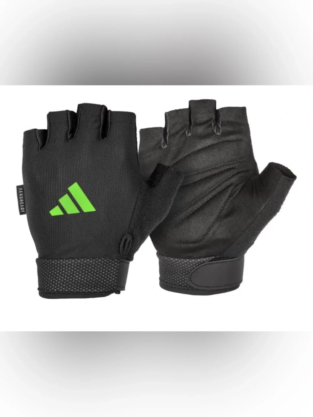 adidas Aeroready Essential Adjustable Training Gloves Fingerless Black Neon Logo